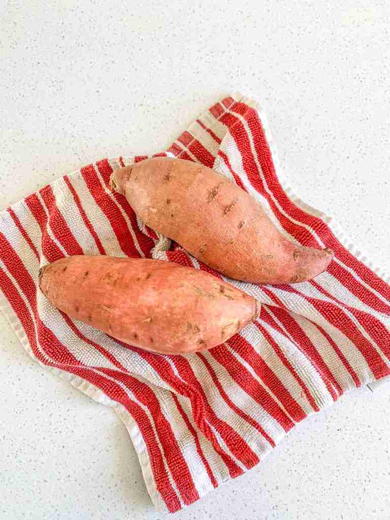 sweet potatoes washed and rinsed