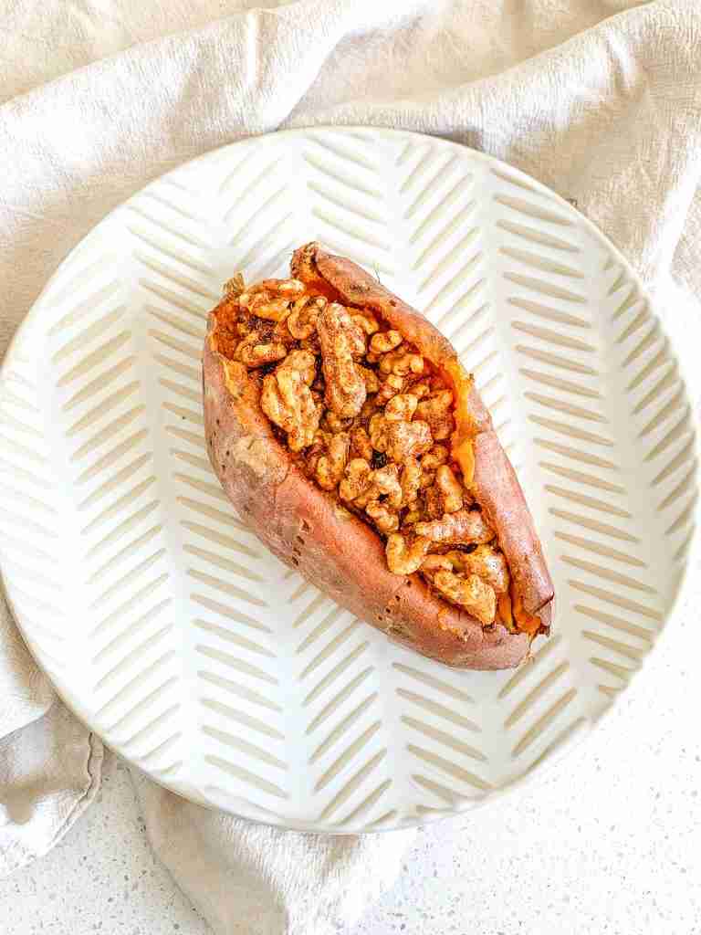 freshly made savory twice baked sweet potatoes