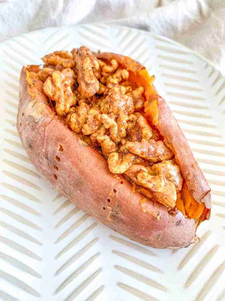 freshly made savory twice baked sweet potatoes