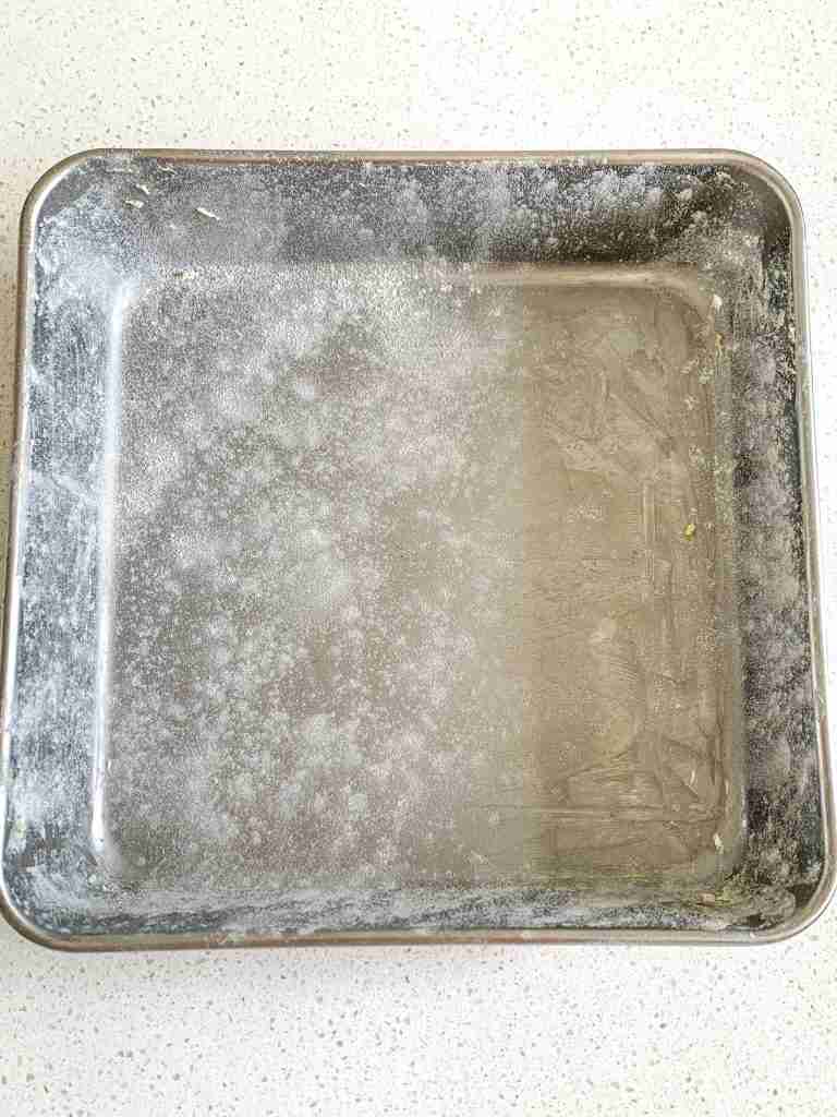 8x8 metal pan greased and floured