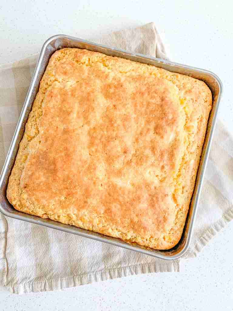 freshly baked sourdough cheesy corn casserole