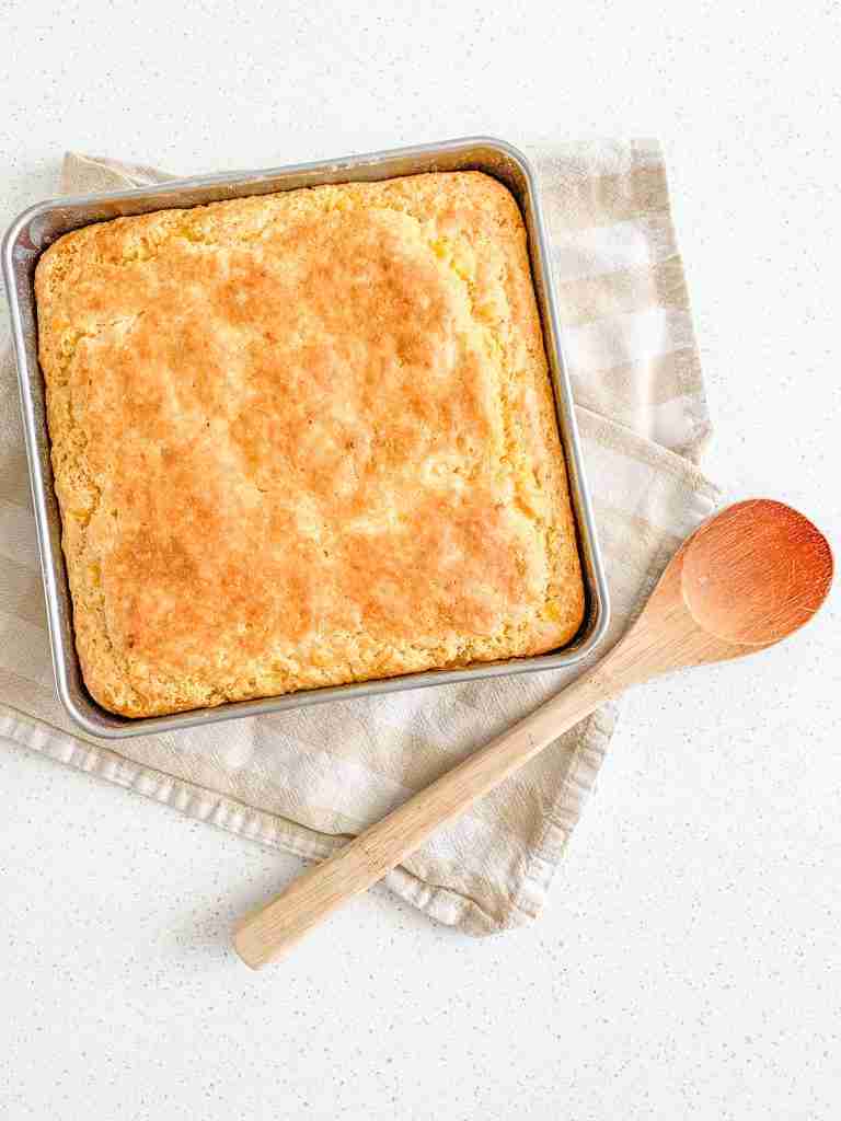 freshly baked sourdough cheesy corn casserole