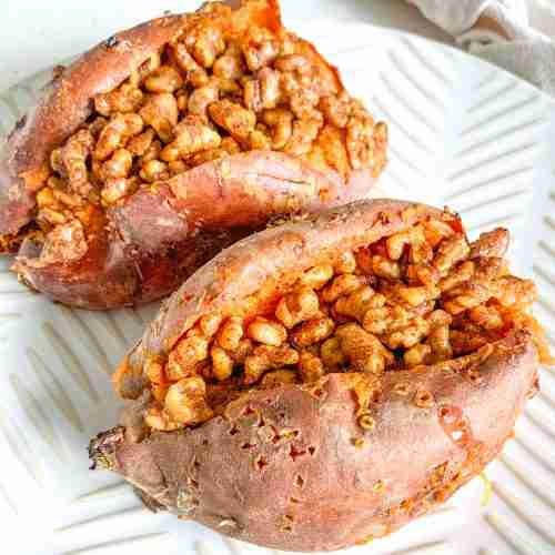 freshly made savory twice baked sweet potatoes