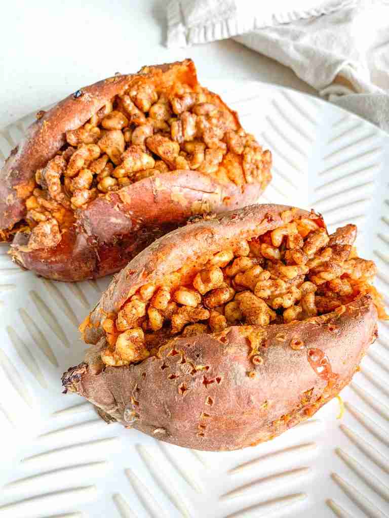 freshly made savory twice baked sweet potatoes