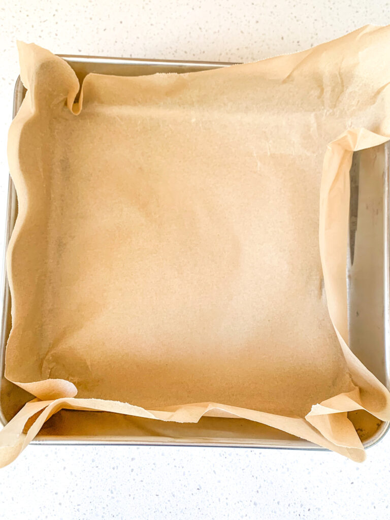 pan lined with parchment paper