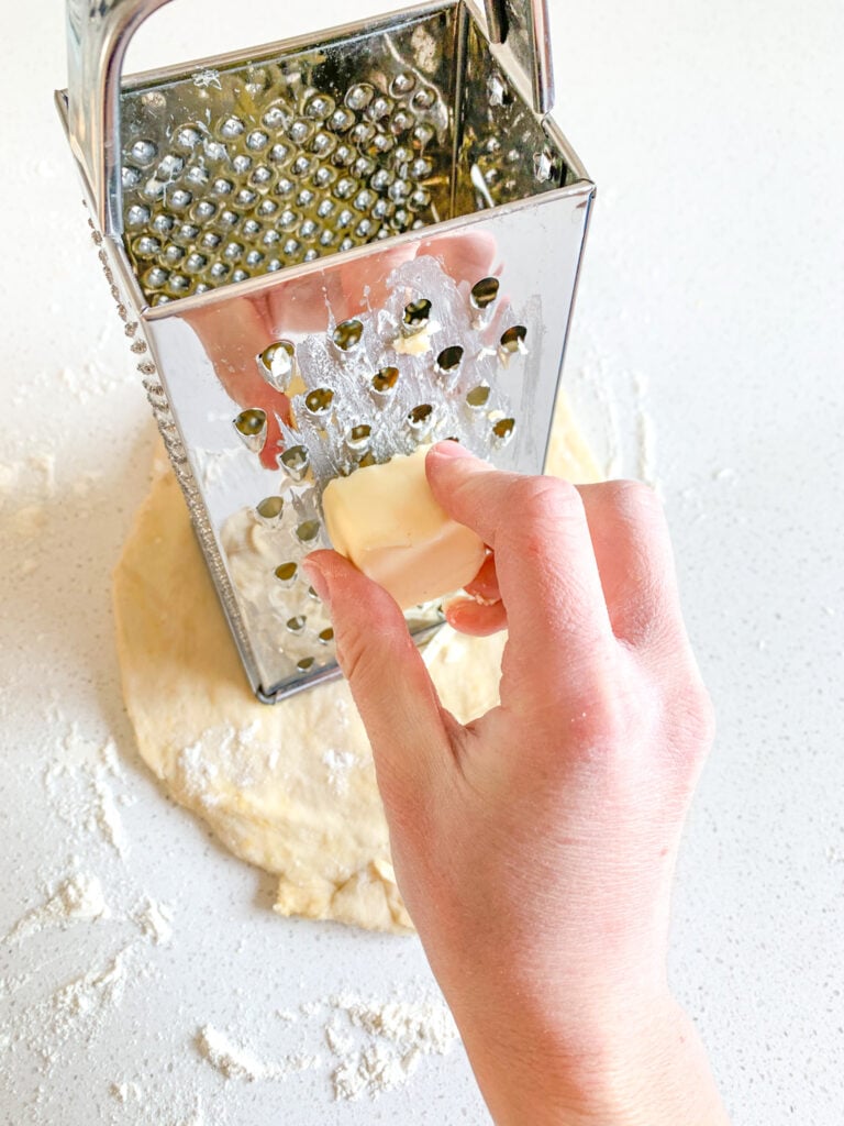 grating butter for laminating danish dough