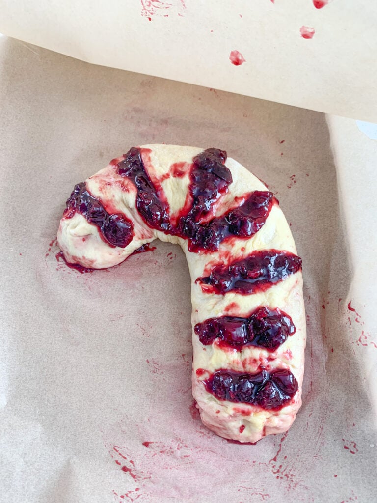 candy cane danish ready for proofing