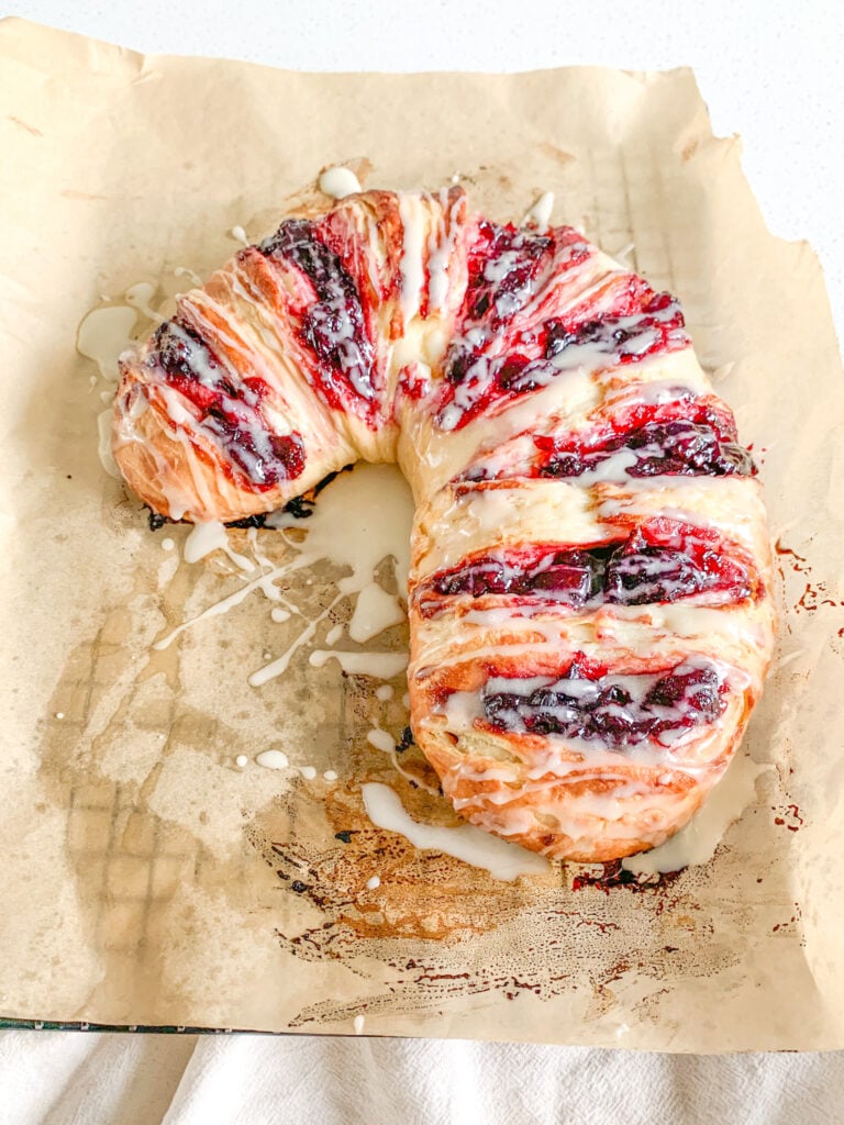 freshly baked sourdough candy cane danish