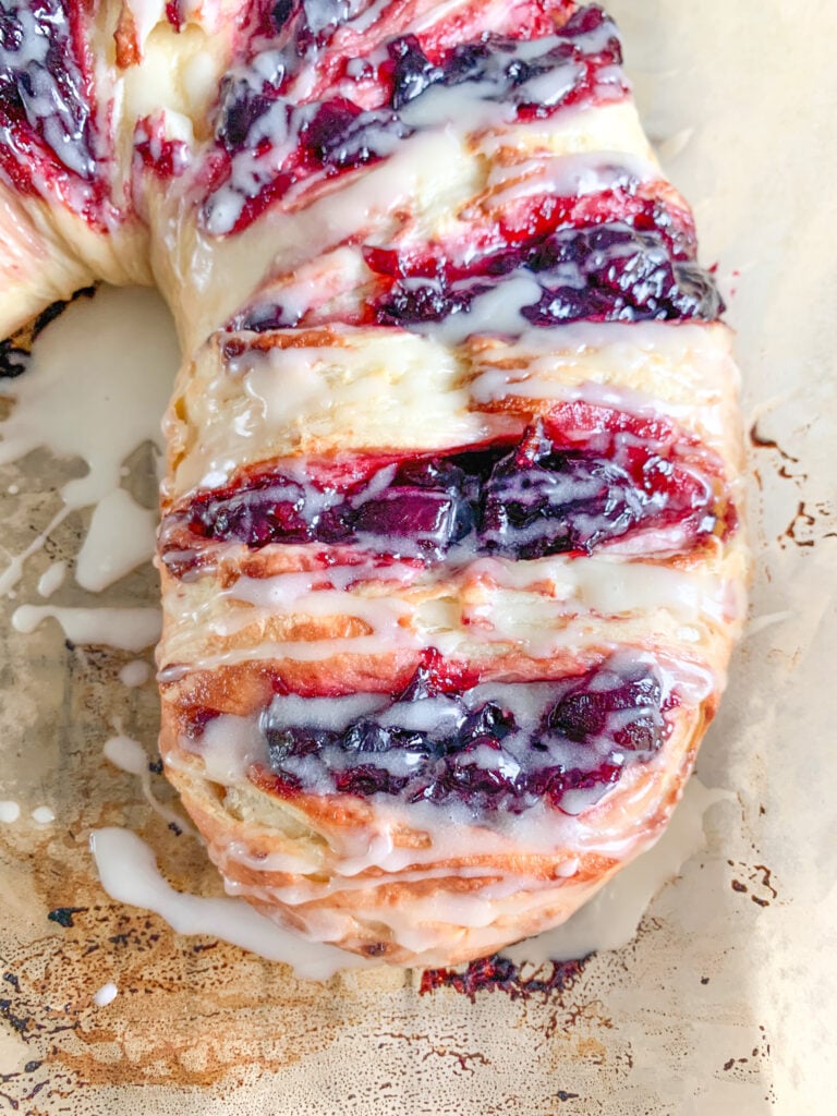 freshly baked sourdough candy cane danish