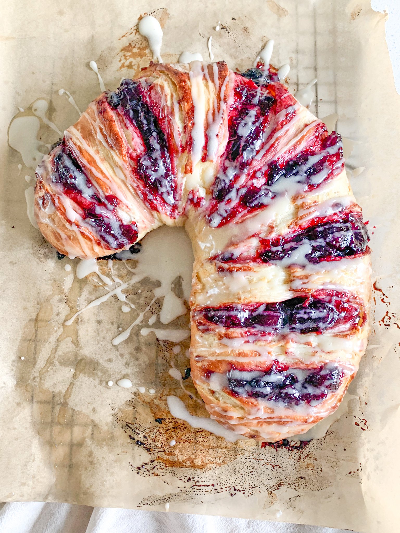 freshly baked sourdough candy cane danish