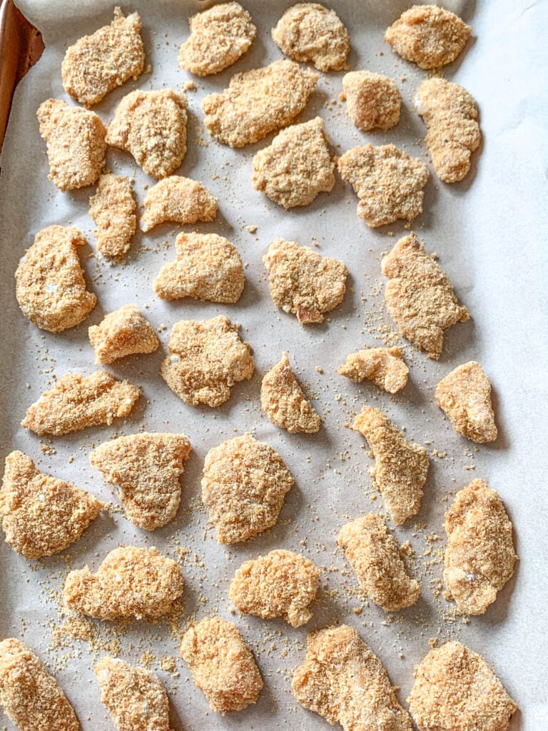 breaded chicken ready for baking