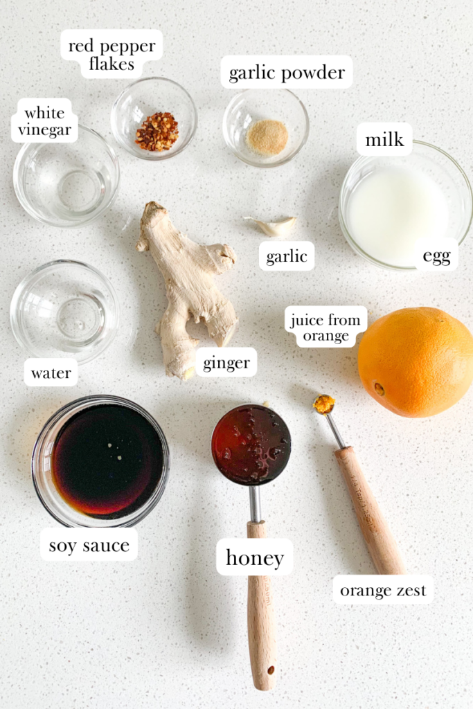 baked orange chicken labeled ingredients