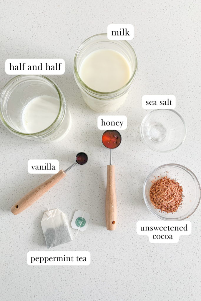 peppermint hot chocolate ingredients labled