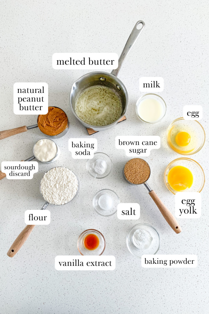 sourdough peanut butter cookies labeled ingredients