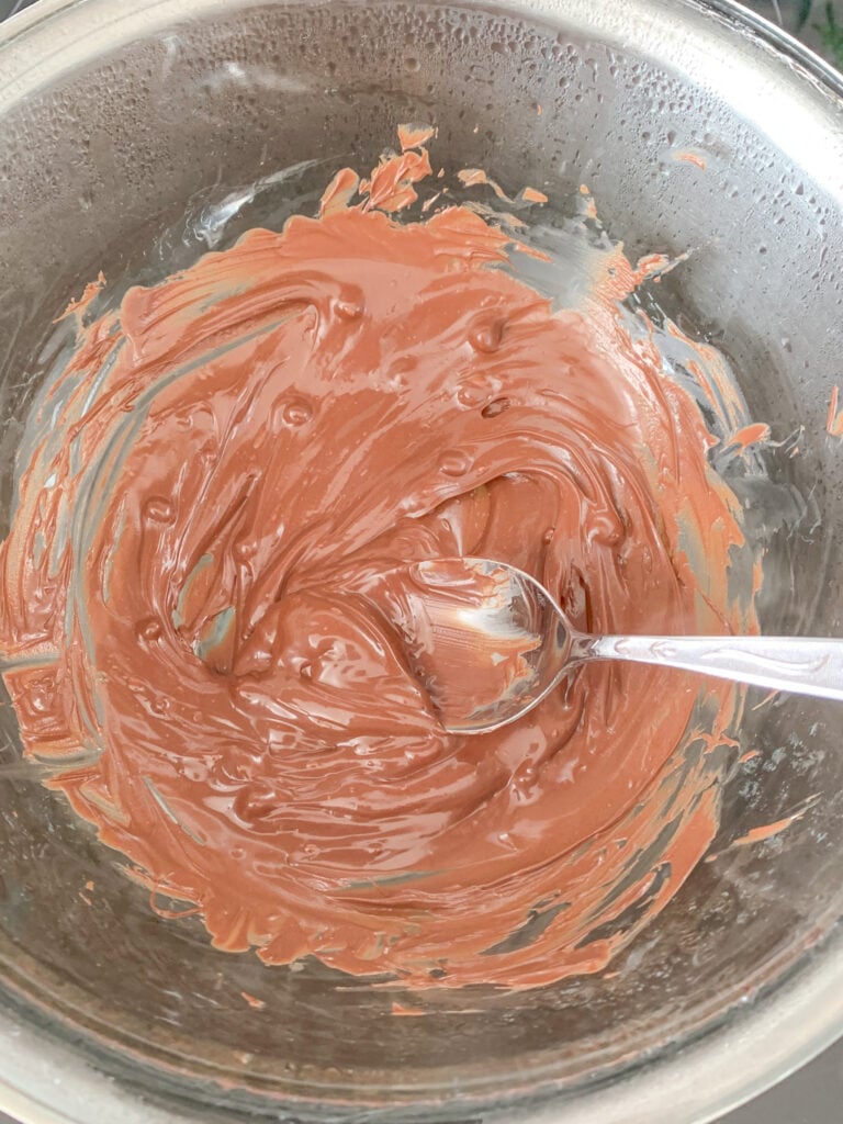 chocolate melted over double broiler