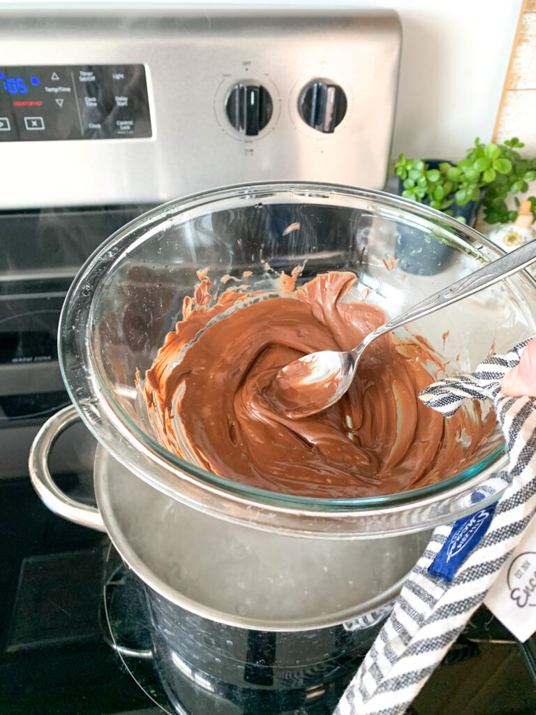 taking melted chocolate off double broiler