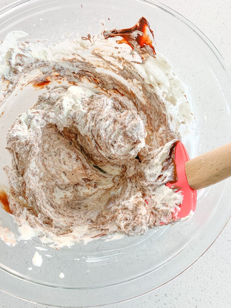 folding chocolate into mousse