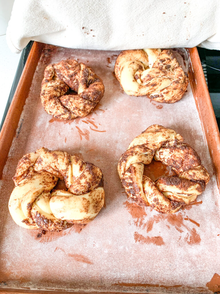 proofed king cakes ready for baking