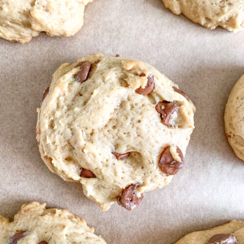 freshly baked brown butter sourdough chocolate chip cookies