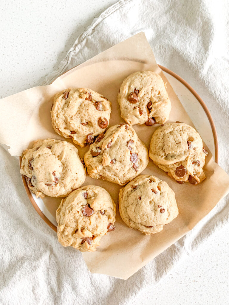 freshly baked brown butter sourdough chocolate chip cookies