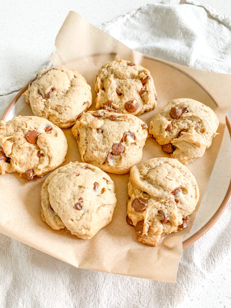 freshly baked brown butter sourdough chocolate chip cookies