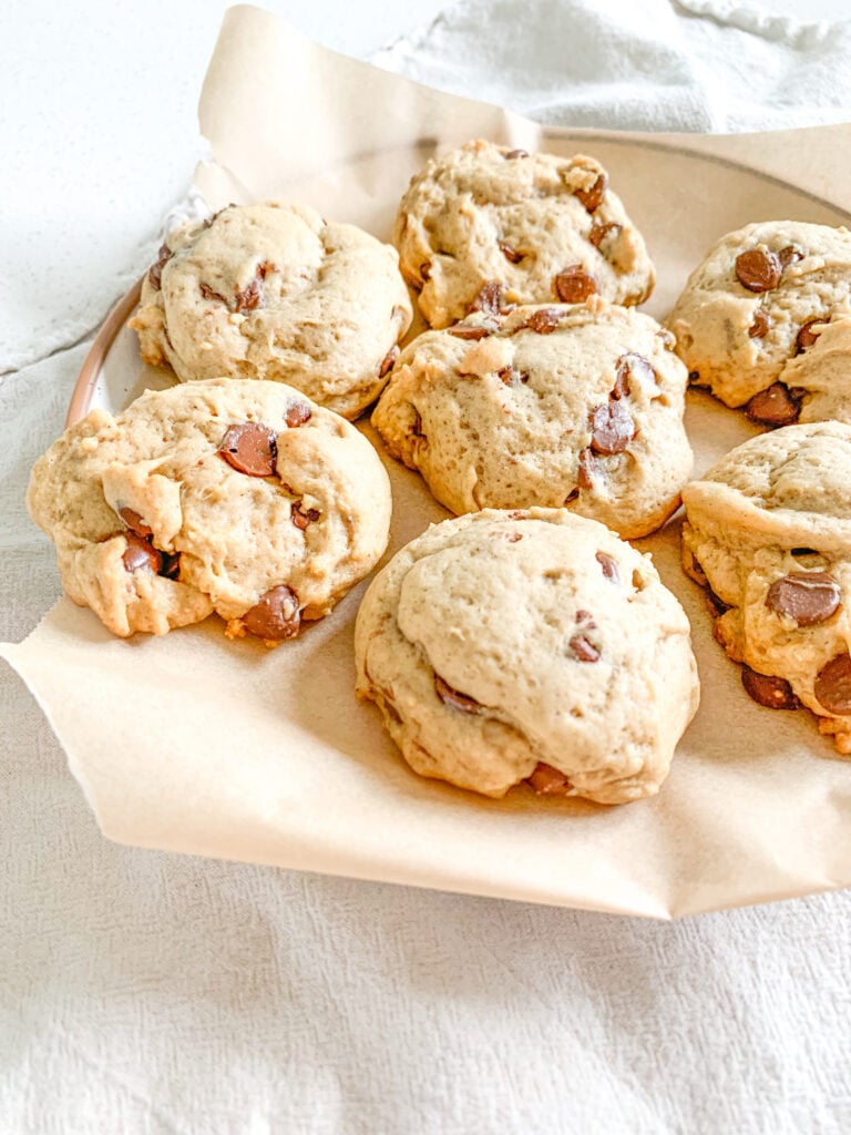 freshly baked brown butter sourdough chocolate chip cookies