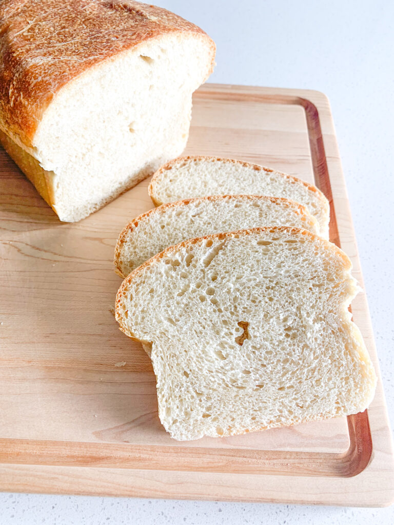 slices of sourdough bread on a cutting board