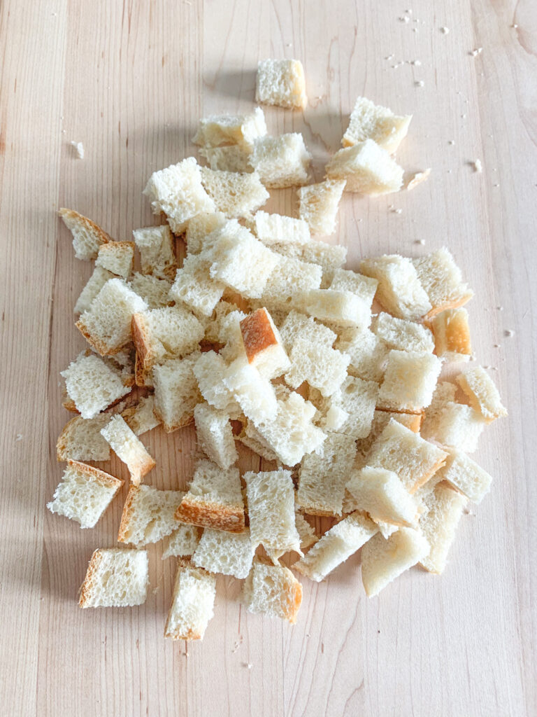 bread sliced for croutons