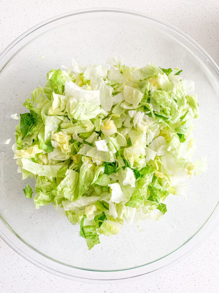 chopped lettuce of both kinds in a bowl