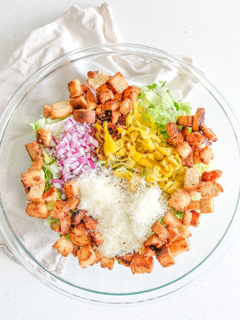 freshly made Italian chopped salad ready to be combined