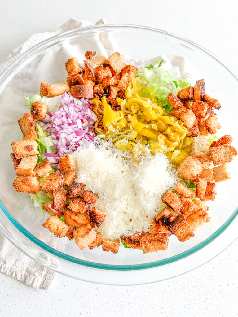 freshly made Italian chopped salad ready to be combined