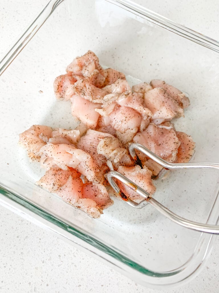 seasoning chicken before pan searing it