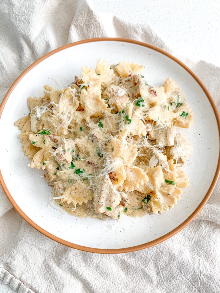 freshly made creamy tuscan chicken pasta
