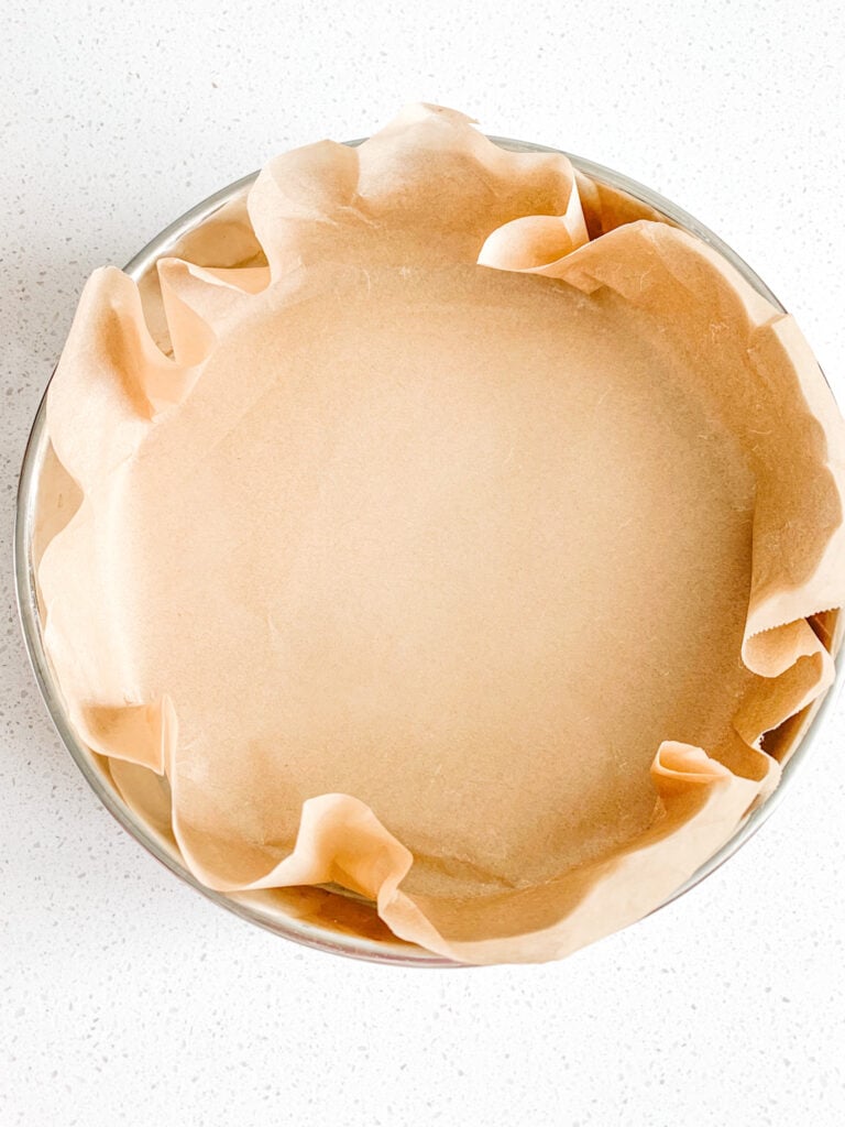 parchment lined cake pan