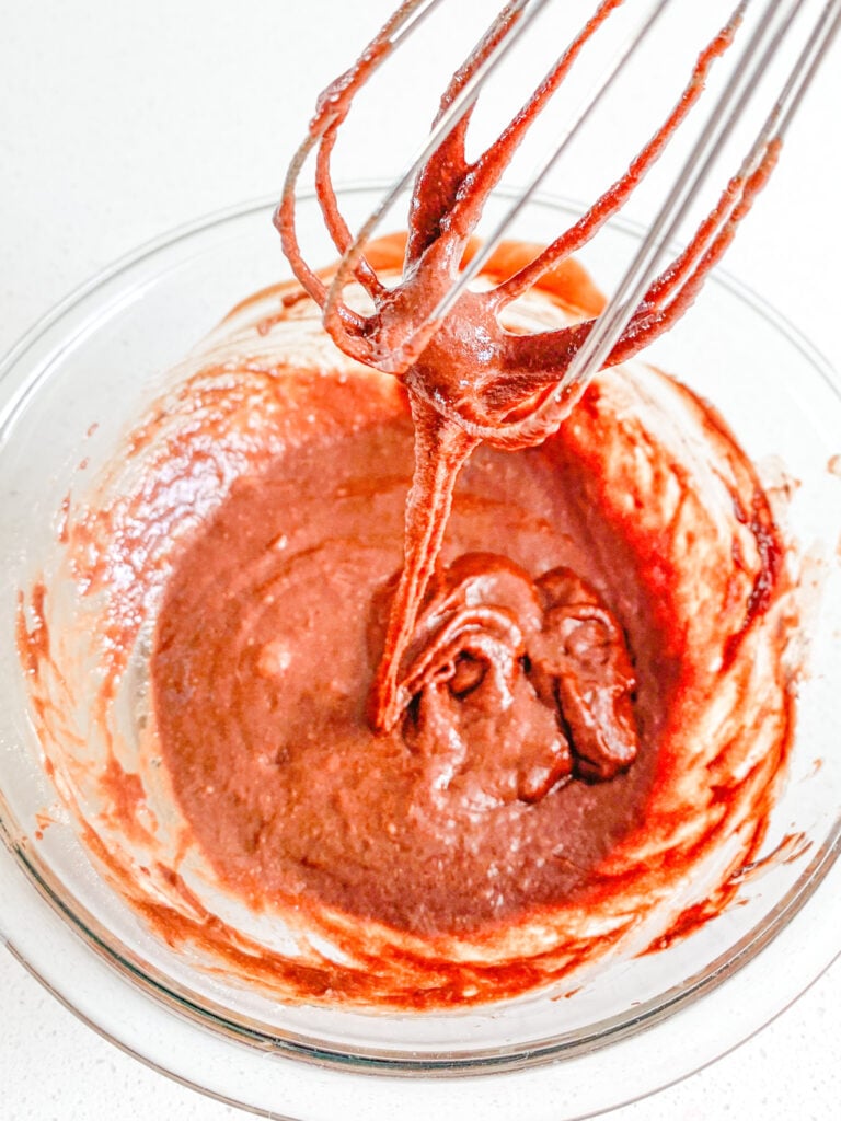 sourdough brownie batter mixed and ready to go