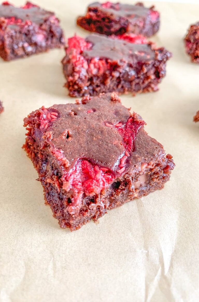 freshly baked sourdough raspberry brownies