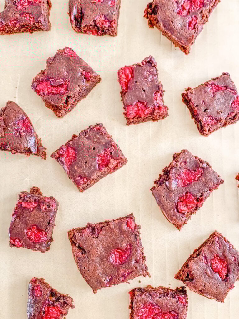 freshly baked sourdough raspberry brownies