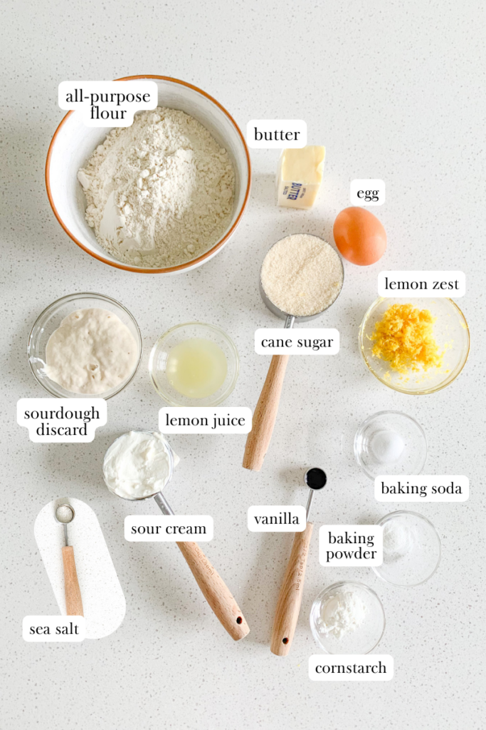 sourdough frosted lemon cookies labeled ingredients