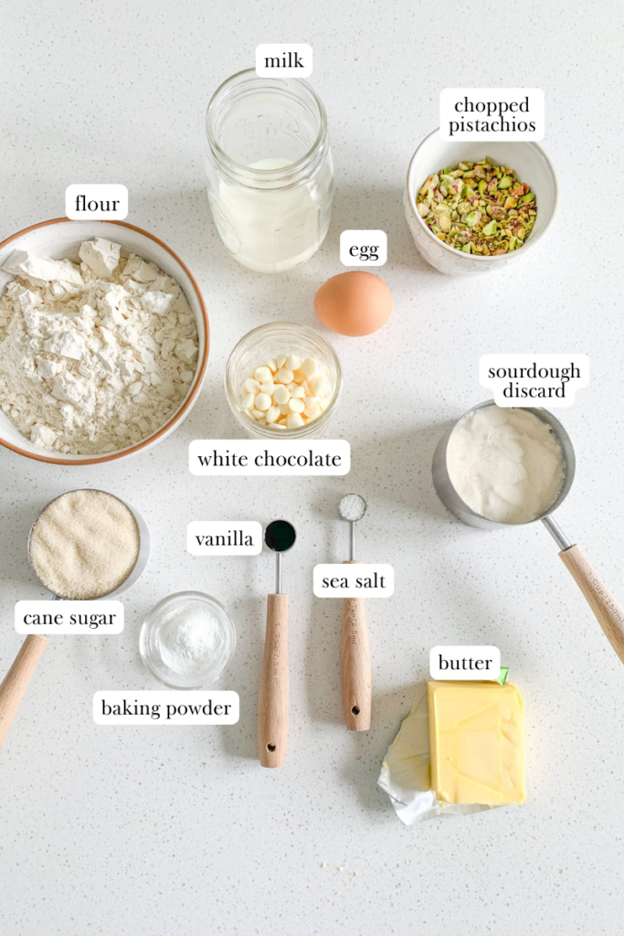 sourdough shamrock scones for saint patrick's day labeled ingredients