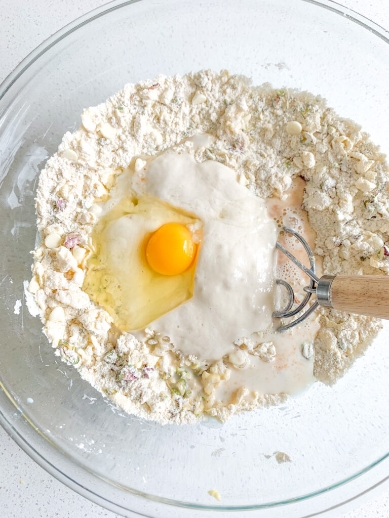 wet ingredients added to scone dry ingredients