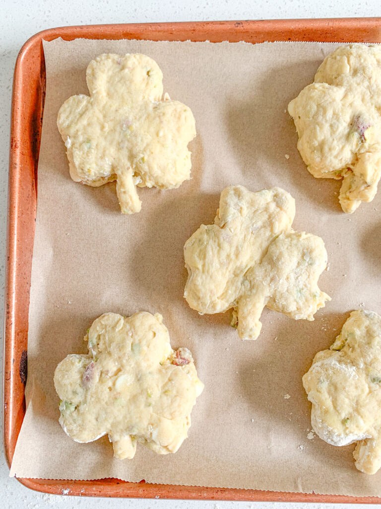 sourdough scones shaped and ready for chilling and baking