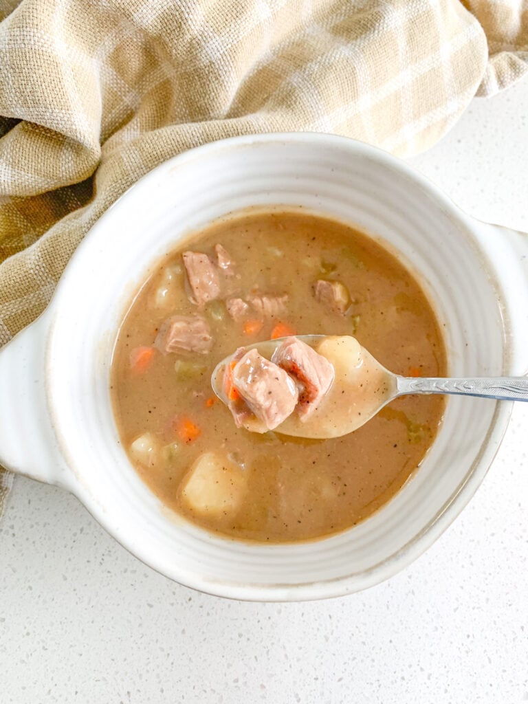 freshly cooked stovetop balsamic beef stew