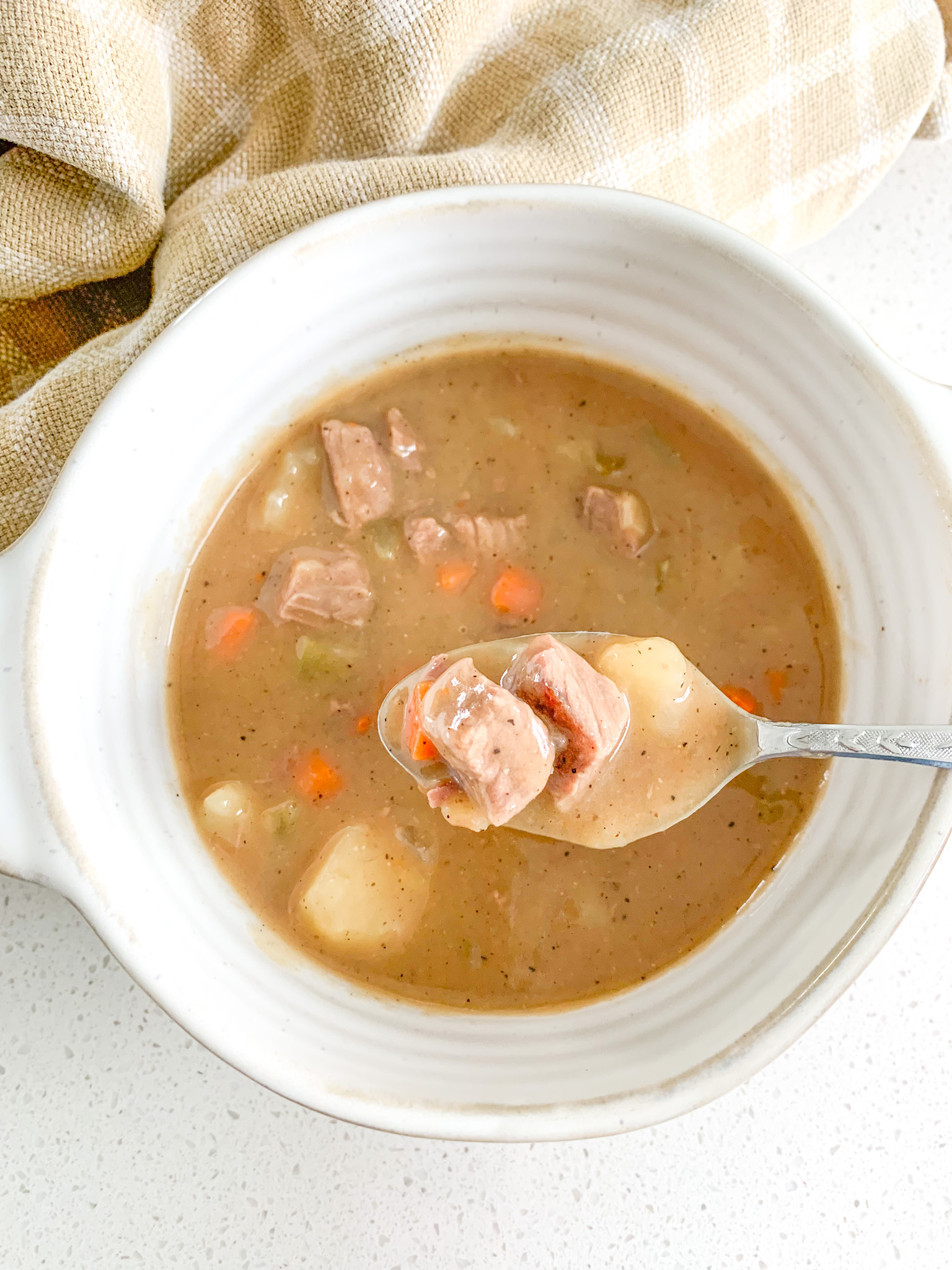 freshly cooked stovetop balsamic beef stew
