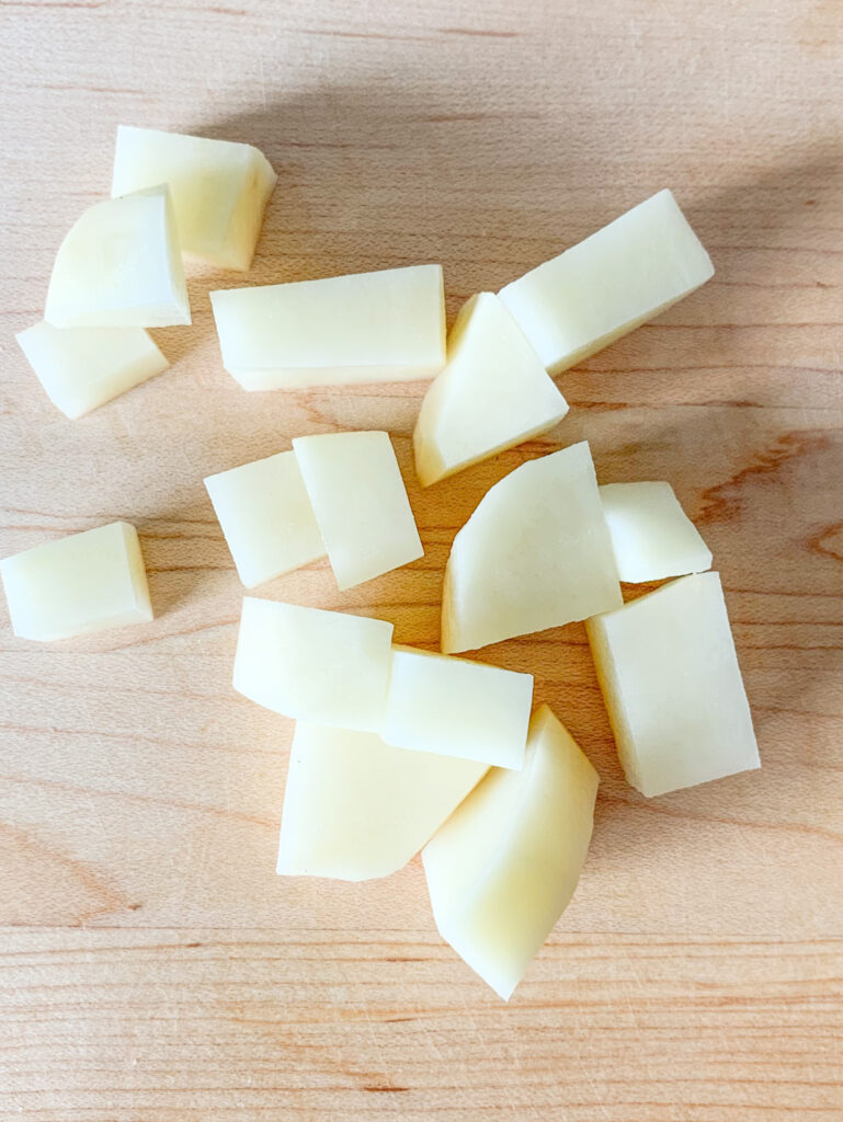 potatoes peeled and diced into chunks for potato soup