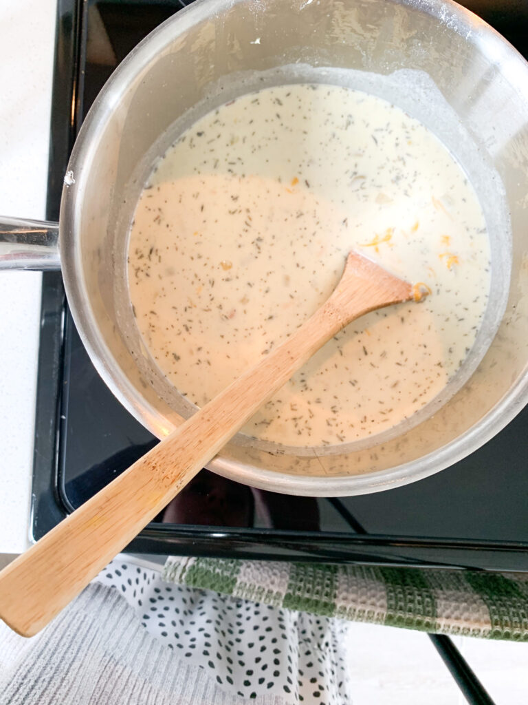 homemade potato soup simmering for 10 minutes