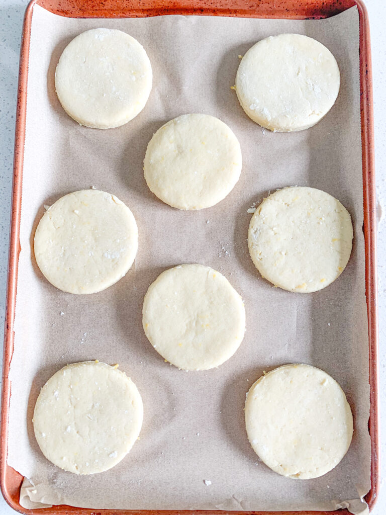 cut out sourdough lemon cookies ready for the oven