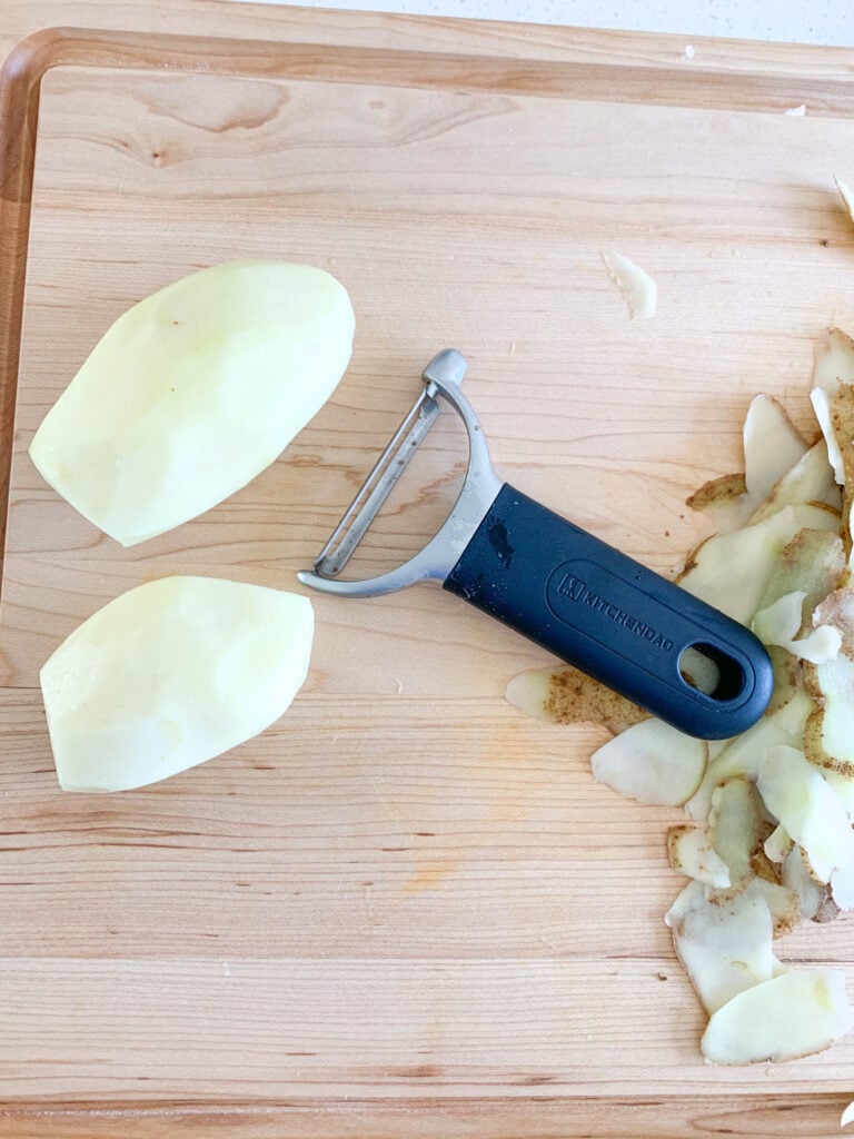 potatoes peeled for stew