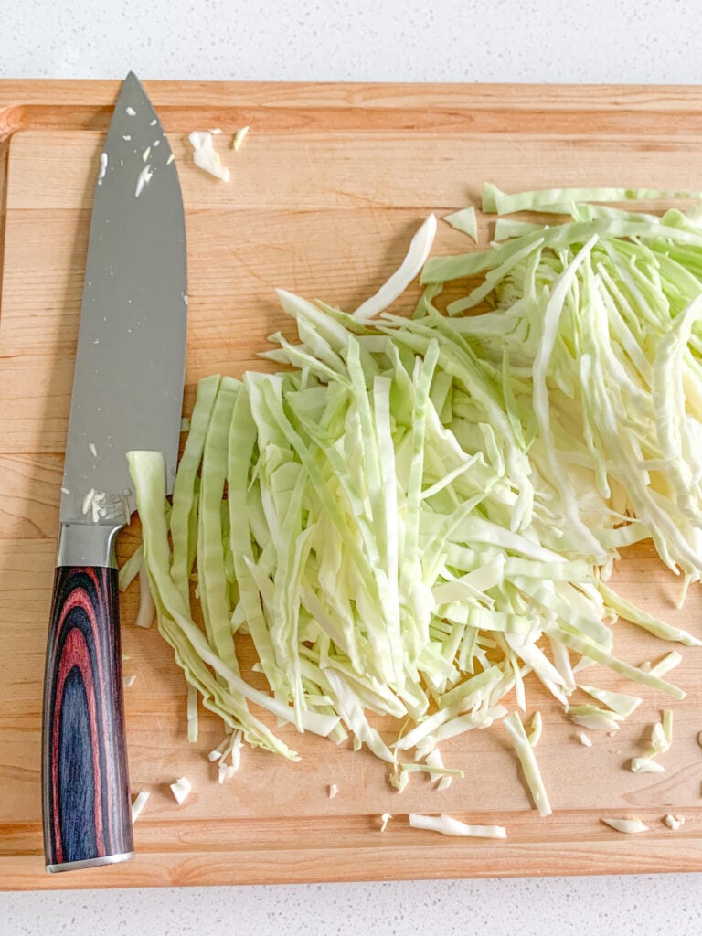 cabbage sliced into shreds