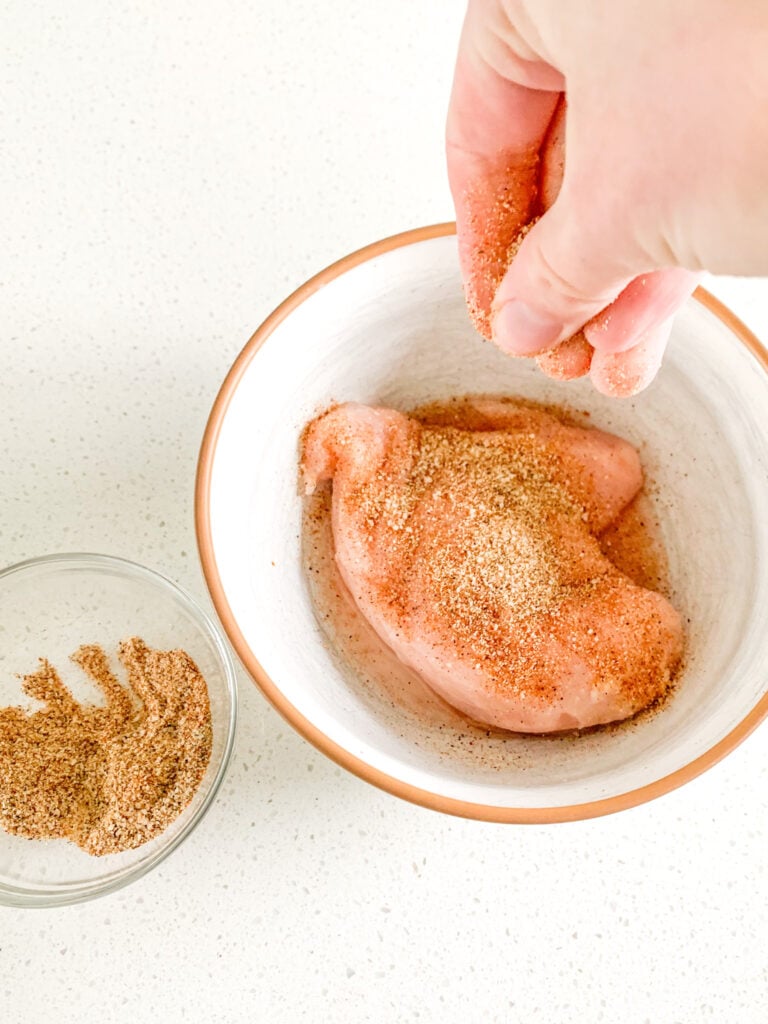seasoning butterflied chicken breast for pan searing