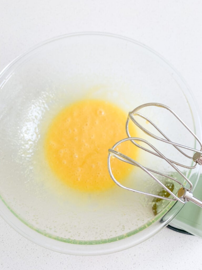 butter, sugar, and egg mixed for vanilla wafers